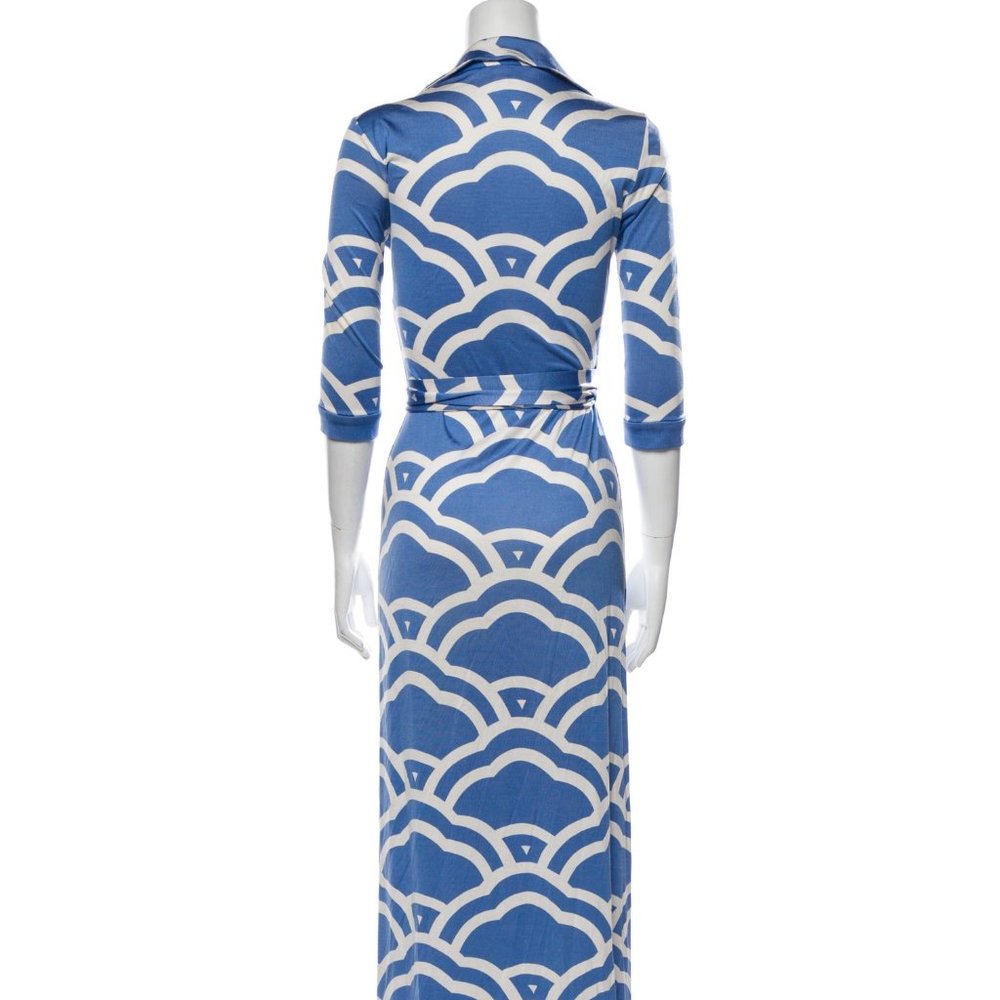 Diane Von Furstenberg Abigail Clouds Blue Maxi Dress Size 4 - Picture 3 of 4